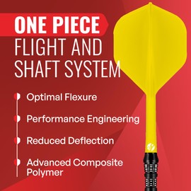 Shot! Darts Flight Deck One Piece Dart Flight and Shaft System, Reduced Deflections, Standard Shaped Flight (350 Micron), Available in Set of 3 (Yellow, Medium)