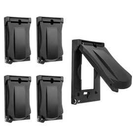 [5 Pack] BESTTEN Outdoor Outlet Wallplate Cover for GFCI and Decor Receptacle, Weatherproof, Vertical/Horizontal Auto-Closing Lid, UL Listed, Black, H4.65” x W2.87” x D0.71”