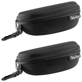 Flying Fisherman - Funda protectora de tela con cierre para anteojos de sol con clip para hombres y mujeres, color negro, paquete de 2, Negro -, Talla única