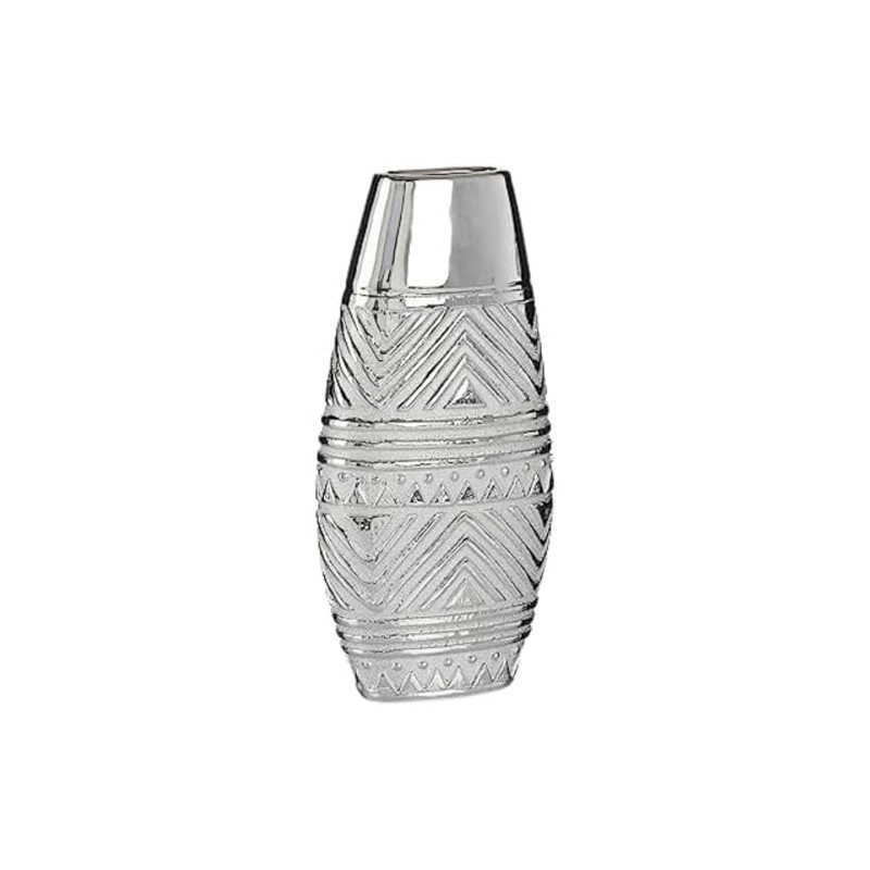 Gift Decor S3625960 Wide Silver Vase Ceramic, 7 cm x