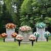 QSBOFOST Artificial Cemetery Flowers for Grave,Headstone Flower Saddle for Tombstone
