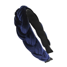 axy Traditional Headband Braided for Dirndl Velvet Braided Look Women's Headband Hair Accessories Hair Band Hairband HRZ3 (Dark Blue, Wide)