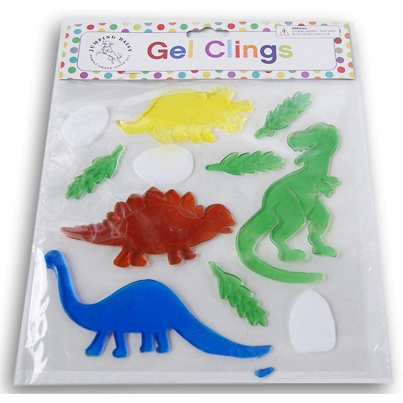 Dinosaurs Window Gel Clings - Dino Friends(T-Rex, Brontosaurus, Triceratops, Stegosaurus,