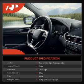 A-Premium - Interruptor de ventana eléctrica - Pasajero delantero o trasero - Compatible con modelos Ford y Mercury - F-150, Escape, Explorer, Tauro, Thunderbird, Mariner, Mountaineer, 1 botón