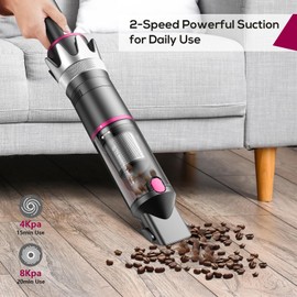 BSRCO Handheld Vacuum Cordless, 8K Pa Powerful Portable Vacuum for Car, Rechargeable 4-in-1 Mini Cleaner with 2-Speed for Home, Office and Pet Hair (Renewed)