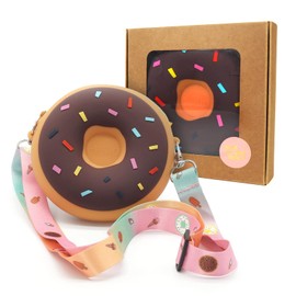 CONTRACONTACT Sweet Kids Purses Donuts CHOCOLATE in box as gift, Donut Purses as Kids Toys bag for age three four five year old, Dohnut crossbody as girl trendy stuff