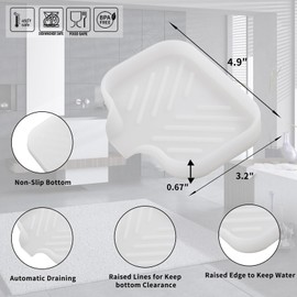 MicoYang Silicone Bathroom Soap Dishes with Drain Spout-Bathroom and Kitchen Sink Organizer,Sponge Holder,Dish Soap Tray,Perfect for Dispenser,Scrubber,Bottle,Cup on Counter Translucent 4.9"×3.2"