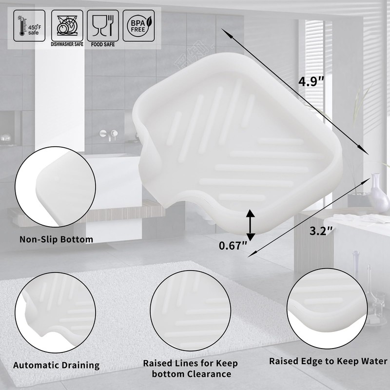 MicoYang Silicone Bathroom Soap Dishes with Drain Spout-Bathroom and Kitchen