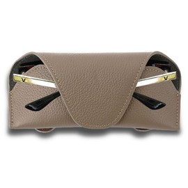 LHDOS Sunglass Holder for Car Visor, Eyeglasses Storage Case with Hidden Magnetic Closure, Leather Glasses Holder Clip, Universal Sunglasses Organizer Box for Most Car Models (Brown)