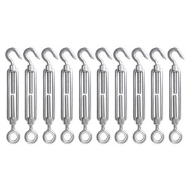 Muzata 10 Pack M6 Turnbuckle Stainless Steel Turnbuckles for Cable Wire Hook and Eye Cable Tensioner Heavy Duty Wire Rope Tension Hardware Kit for DIY String Light Hanging CN11