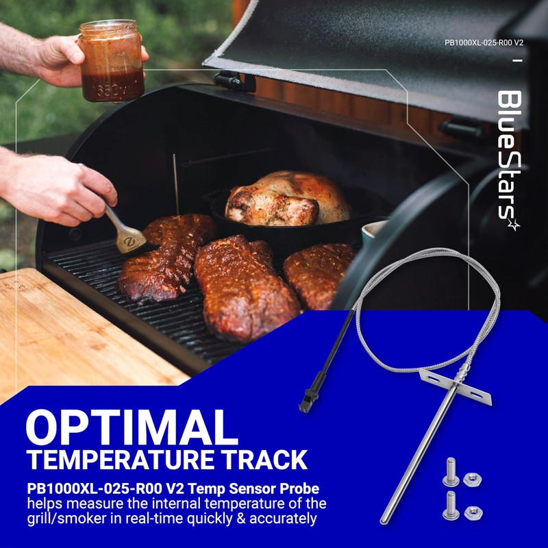 [Upgraded] BlueStars RTD Temperature Probe Sensor, Compatible with Pit Boss