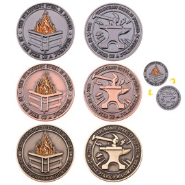 6pcs Dumpster Fire Desk Accessories, Zinc Alloy Dumpster Fire Challenge Medallion Double Side Carved Dumpster Fire Coin Exquisite Challenge Coin for Award Ornament Supplies (Gold, Silver, Rose Gold)