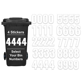 Packwith Pack of 4 Plain Bin Stickers for Wheelie Bins Number - 4 Waterproof (17 cm) Labels for Wheelie Bins & Garbage Bins Packwith?