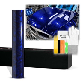 24"x60" (2FTx5FT) Royal Blue PET Marble Forged Carbon Fiber Textured Gloss Vinyl Wrap Auto Car Sticker Decal Film Sheet Bubble Free Air Release Technology with Tool Kit