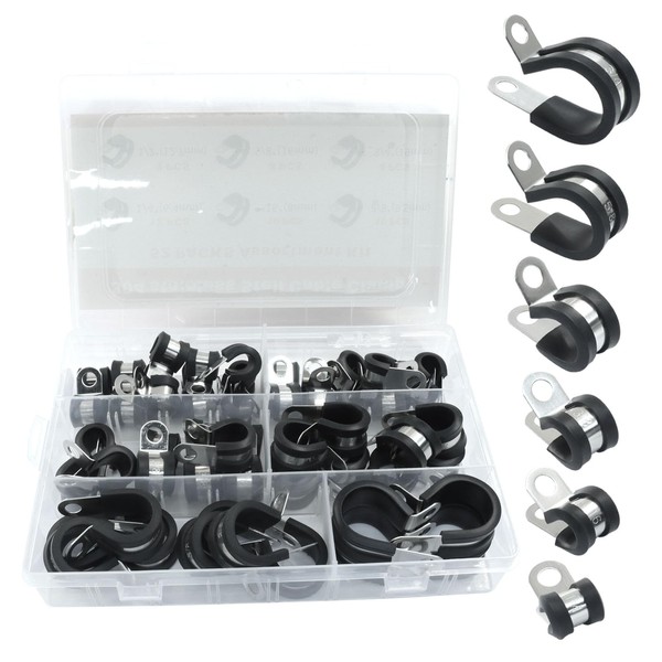 Aracombie 52pcs Cable Clamps Assortment Kit, Rubber Insulated Clamps with
