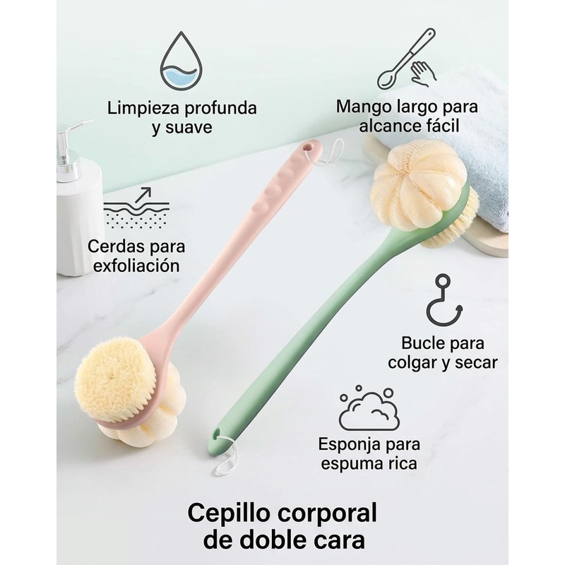 Cepillo de Silicona para Cuerpo Doble Cara wuysgay (2 Pzas)