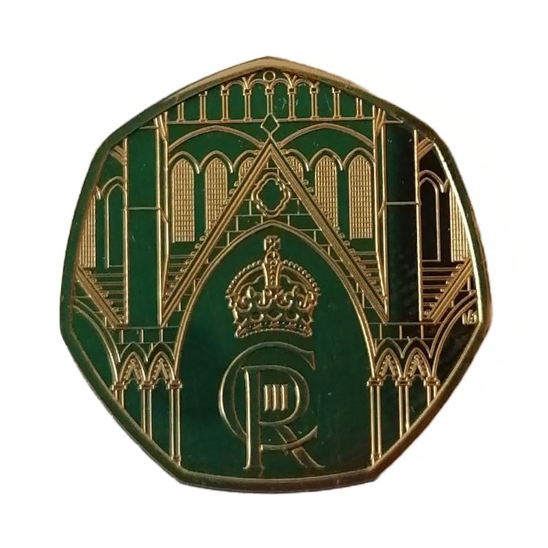 24ct Gold Plated 2023 King Charles Ill Coronation 50P Coin