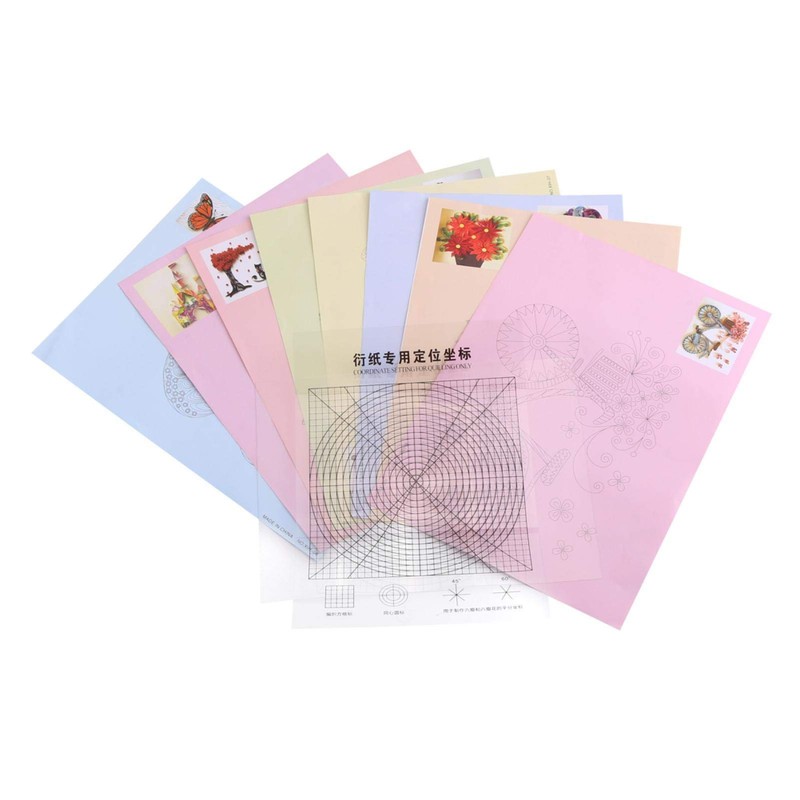 8 Pieces Craft Decoration Kit Quilling Paper 16 Patterns Craft