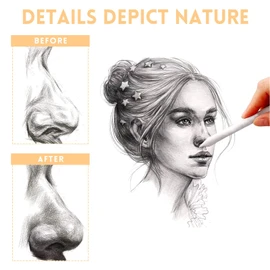 13 Pcs Blending Stumps For Drawing,Tortillions Set With Sandpaper Board,Professional Art Blenders & Sketch Drawing Tools For Shading,Blending Pencil Art Supplies Kit For Beginner,Students, Adults,Charcoal Pencil Drawing