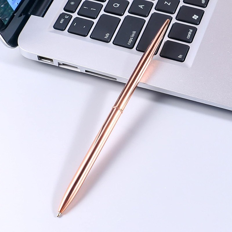 Tiosen Gold Metal Ballpoint Pen with Round Desk Stand, For