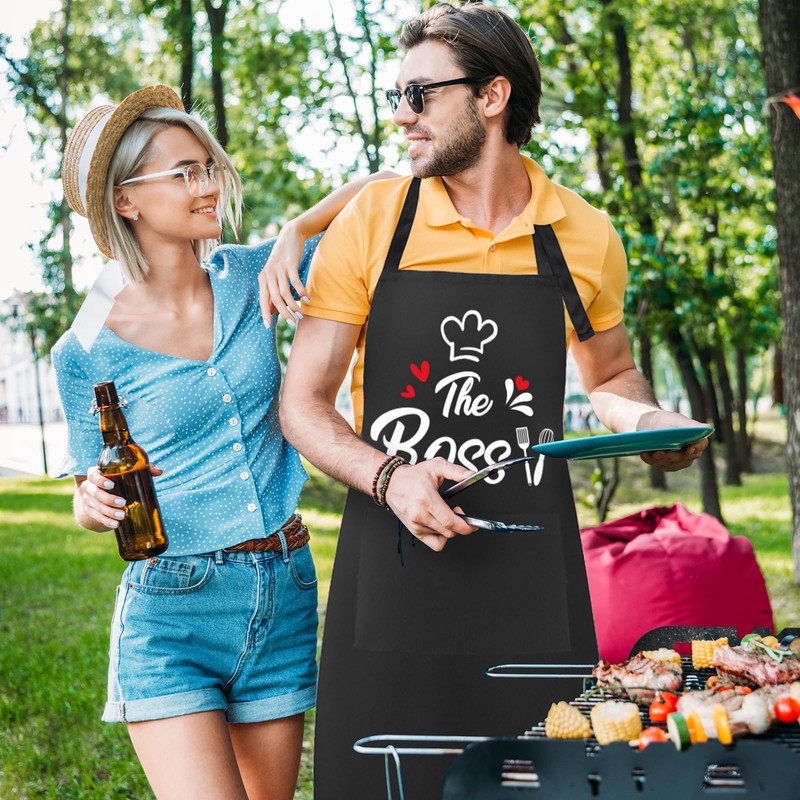 ROSEMO Mr & Mrs Kitchen Apron The Boss and The