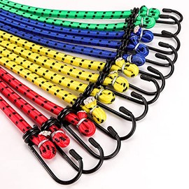 Veppak-Bungee Cords with Hooks, 16 Pack Elastic Bungee Straps Includes 40",32", 24", 16",Heavy Duty Outdoor Bungie Straps to Packing for Camping, Tent, Storing Packages, Fastening Items