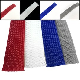 Electriduct Expandable Braid Sleeving | Polyester High Flame Retardant Flexible Cable Mesh Sleeve | 1/2" - 10 Feet (White)