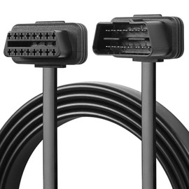 CERRXIAN 3.2FT OBDII OBD2 rechtwinkliges 16-poliges Verlängerungs-Flachkabel, Stecker auf Buchse, OBDII-Scan-Tool, Diagnose-Verlängerungskabel, Konvertierungsadapter (100cm/3.2ft)