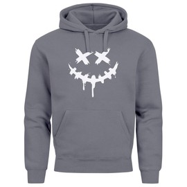 Neverless® Hoodie Men's Printed Techwear Fashion Street Style Smiling Face Smile Trend Fashion Street Style, Smile Face Convoy Grey