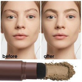 Boobeen Brow Stencil Kit, Eyebrow Stamp Stencil Kit with Sponge Applicator, Long-Lasting Nature Eye Brow Powder, Eyebrow Contour Kits for Beginners