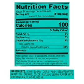 4C Powdered Drink Mix Cannisters, Decaffeinated Iced Tea 3 Pack, 20 Quarts, Family Sized Cannister, Thirst Quenching & Refreshing Flavors