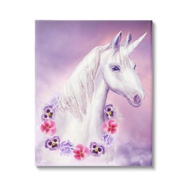 Stupell Industries Unicorn Flower Lei Necklace Purple Pink Fantasy, Design by Ziwei Li