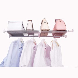 Hershii Tension Shelf Expandable Rod Closet System Heavy Duty Clothes Hanger Adjustable DIY Storage Organizer Freestanding Partitions Shoe Rack