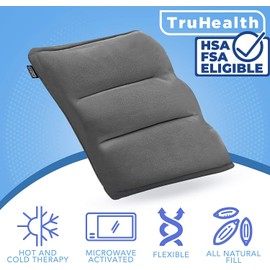 TruHealth Weighted Microwavable Heating Pad - FSA HSA Approved, Soft Plush Cover Filled w/Natural Unscented Flaxseed for Moist Heat or Cooling (Small, Grey)