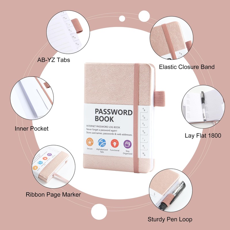 TECDW A6 Password Book Size 5.7 * 3.9 inches,Password Book