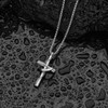 RepaTime Men Silver Cross Necklace, Stainless Steel Necklace Christian Cross