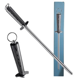 Laoxiongtou Professional Honing Rod -12 inch High Carbon Steel Knife Sharpener Rod Colorful Color Wood Handle,Sharpening Rod Belt Magnetization,Honing Steel Quick Sharpening,Chef's Sharpening Tool