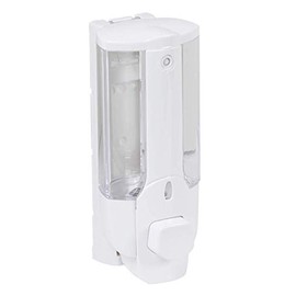 axentia 133170 Hanging Soap Dispenser, White, Approx. 7.5 x 19 x 8.5 cm