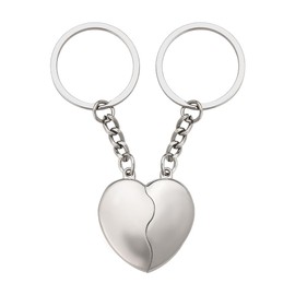 Matching Keychain for Couples Gifts for Couple Anniversary Birthday Gifts for Couples Best Friend Keychain for 2 Half Heart Keychain for Couple Friends Key Chain Silver