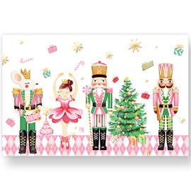 JarThenaAMCS 50 Pack Christmas Paper Place Mats Cartoon Nutcracker Placemats 11 x 17 Inch Pink Holiday Table Mats for Winter Holiday Birthday Dinner Table Setting