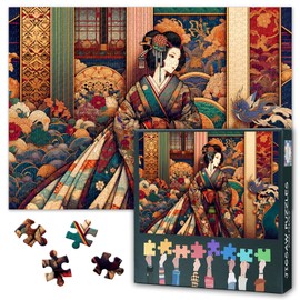 Jigsaw Puzzles for Adults Japan Ukiyoe Art Puzzle Japanese Beauty Painting Jigsaw Puzzle Crafts Wall Art Decor for Living Room Easy to Assemble Puzzles Multi-color(27.5x19.7in)