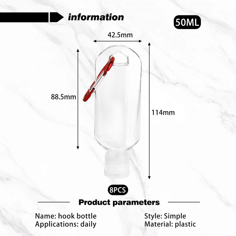 8-Piece 50 ml Hook Bottle with 8 Pieces Hooks, Portable