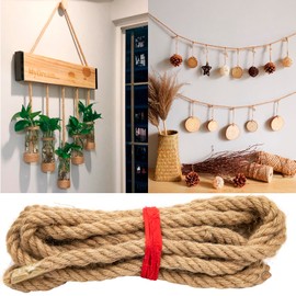 Natural Jute Rope 1/2 inch 20 feet, Twisted Manila Rope Hemp Rope Sisal Rope for Cat Scratching Post, Camping, Crafts, Tug of War, Railings Decorate, Hanging, Hammock, DIY Projects