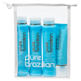 Pure Brazilian - 4 Piece Essential Home Care Kit - Anti Frizz Serum, Shampoo, Conditioner, And Deep Conditioning Masque- TRAVEL SIZE                  