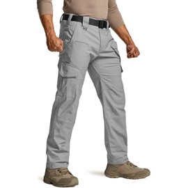CQR Men's Flex Ripstop Tactical Pants, Water Resistant Stretch Cargo Pants, Lightweight EDC Hiking Work Pants, Dura Flex Mag Pocket Stone, 36W x 34L