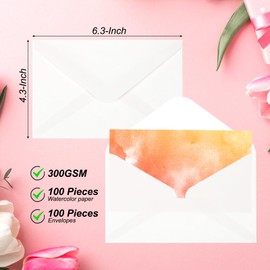 PATIKIL 30 Sets Pure Cotton Watercolor Cards 140lb/300 GSM Postcards with Envelopes for Art Painting Creative Thank Notes, 4x6 Inch