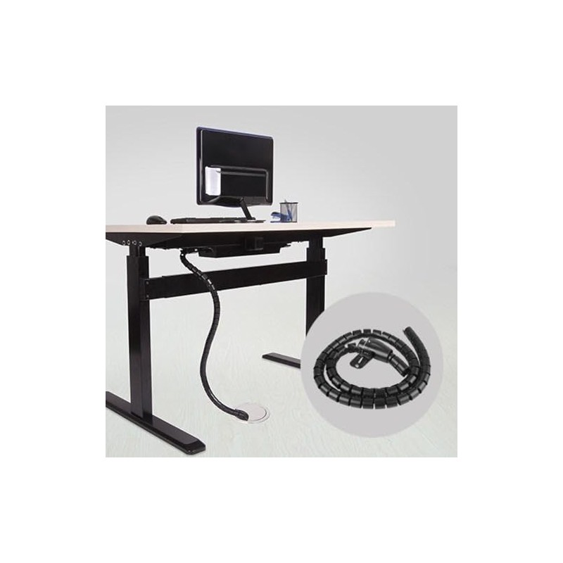 Brateck Coiled Tube Cable Sleeve, Black, 1000 x 30 mm