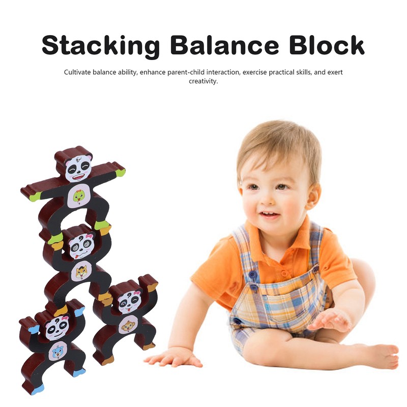 Wooden Stacking Games Toddler Children Interlock Balancing Blocks Educational ToyPanda