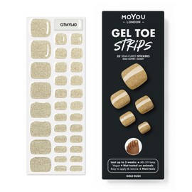 MOYOU LONDON Semi Cured Gel Nail Strips - 32 Pcs. Gel Wraps for Toe Nails - Easy to Apply & Remove for Salon-Quality Pedicure