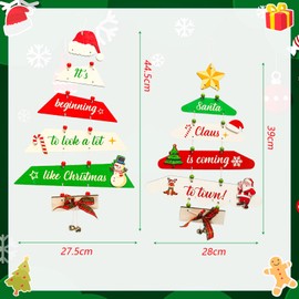 SUNYOK Pack of 2 Christmas Wooden Hanging Decoration Christmas Decorative Sign Pendant Christmas Decoration Wooden Sign for Hanging Christmas Decoration for Door Window Christmas Tree Xmas Decoration